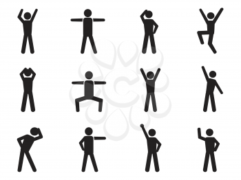 isolated stick figure posture icons from white background