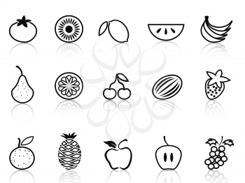 isolated fruit outline icons set on white background