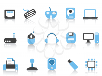 isolated Computer & Devices icons set blue series from white background