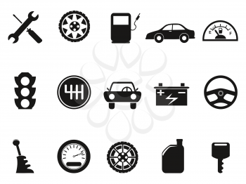 isolated black auto icons set from white background