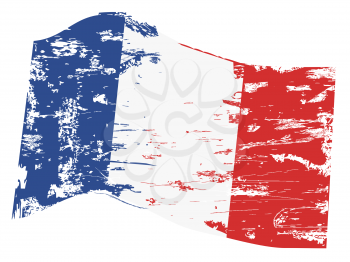 isolated grungy french flag from white background