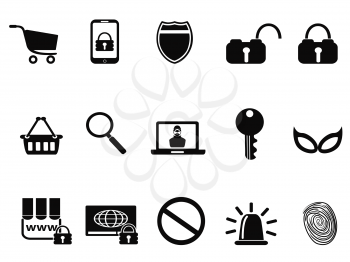 isolated E commerce security icons set from white background