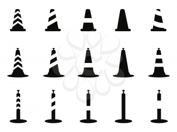 isolated black traffic cone icon from white background