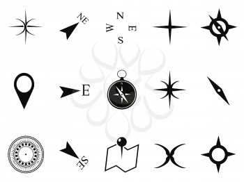 isolated compass icons set on white background