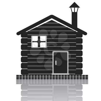 isolated black wooden house icon on white background