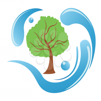 isolated tree water logo from white background