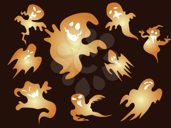 isolated halloween ghost on brown background