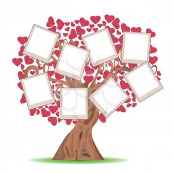 isolated heart tree with picture frames on white background