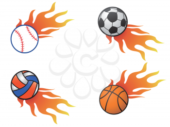 isolated color fire ball logo icons from white background