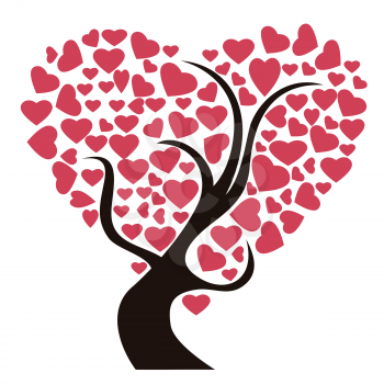isolated red heart tree on white background