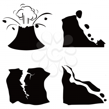 isolated mountain volcano earthquake Landslide icon from white background