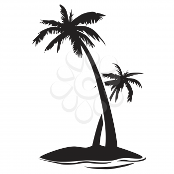 isolaetd palm tree island silhouette from white background