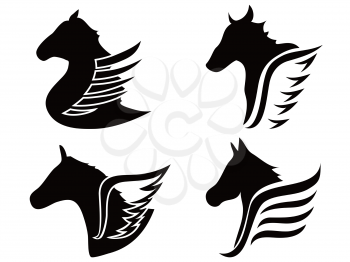 isolated horse head wings icon symbol from white background