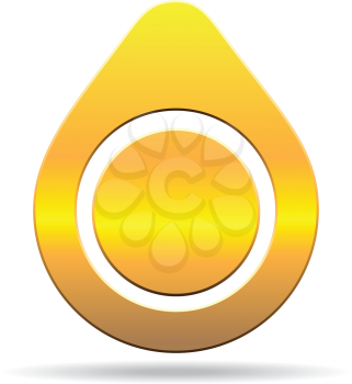 Royalty Free Clipart Image of a Gold Teardrop Label