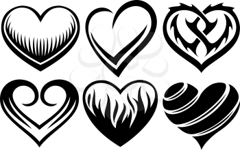 Royalty Free Clipart Image of a Set of Hearts
