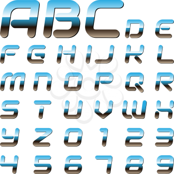Royalty Free Clipart Image of a Metallic Alphabet