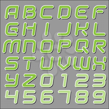 Royalty Free Clipart Image of  Green Letters and Numbers on Grey