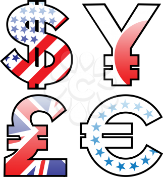 Royalty Free Clipart Image of Currency Signs