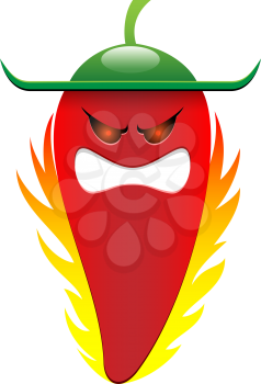 Royalty Free Clipart Image of a Cartoon Hot Pepper