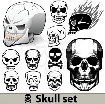 Royalty Free Clipart Image of a Set of Skulls