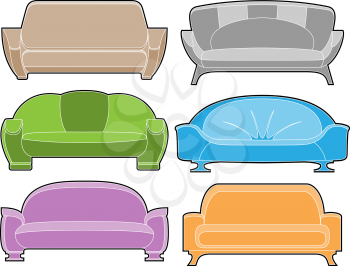 Royalty Free Clipart Image of a Set of Sofas