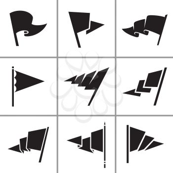 Flag triangle icon and signs set vector illustration