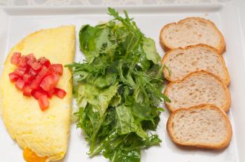 Royalty Free Photo of an Omelet with Salad and Bread