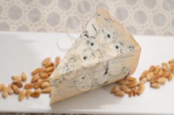Royalty Free Photo of Gorgonzola Cheese and Pine Nuts
