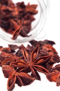 dried anise star spice illicium verum isolated on white