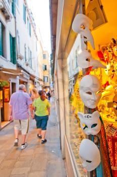 Venice Italy souvenir shop with carnival masks 
