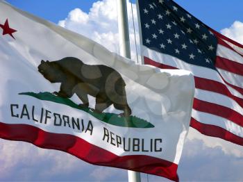 Royalty Free Photo of California and American Flags