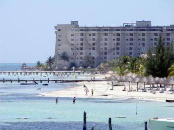 Royalty Free Photo of a Hotel on the Beach in Cancun