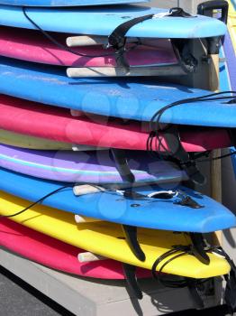 Royalty Free Photo of a Stack of Surfboards