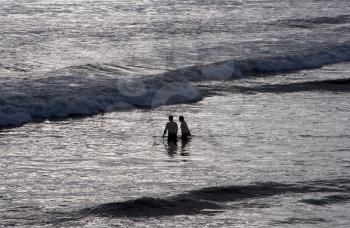 Royalty Free Photo of Two People in the Ocean