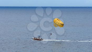 Royalty Free Photo of People Parasailing in Hawaii