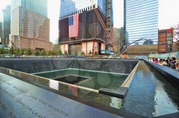 Royalty Free Photo of the 9-11 Memorial Fountains in Manhattan, New York