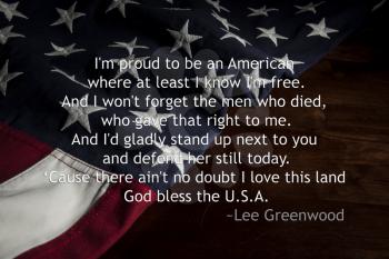 Royalty Free Photo of a Verse on an American Flag Background