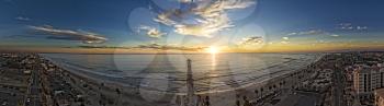 Royalty Free Photo of Oceanside coastline sunset panoramic. This is a 5 image aerial panoramic of the Oceanside, California, USA coastline.