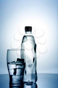 Royalty Free Photo of a Bottle and Glass of Water
