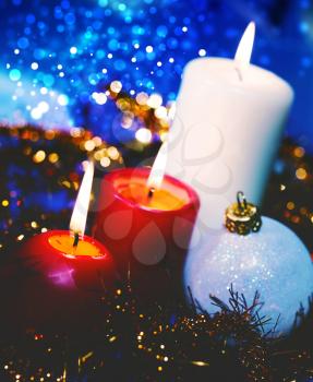 Christmas backgrounds with candles and garland for your design