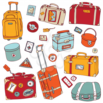 Royalty Free Clipart Image of a Group of Suitcases