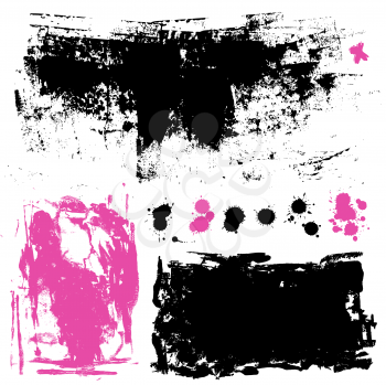 Royalty Free Clipart Image of a Grunge Ink Set