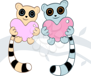 Royalty Free Clipart Image of a Lemur Couple