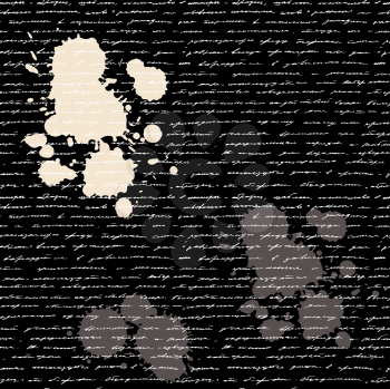 Royalty Free Clipart Image of a Written Background With an Ink Spot