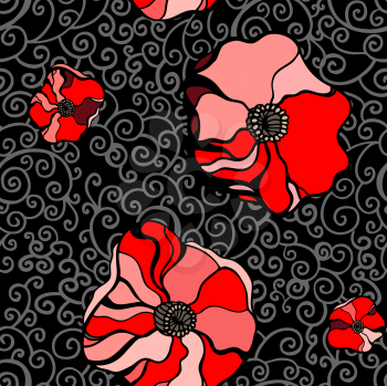 Royalty Free Clipart Image of a Red Poppy Background