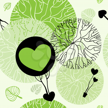 Royalty Free Clipart Image of a Tree Background With Hearts