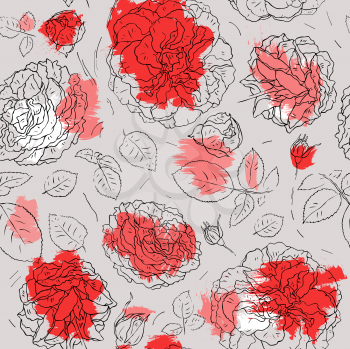 Royalty Free Clipart Image of a Flower Background With Red Spots