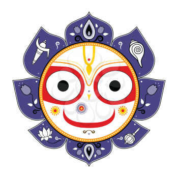 Royalty Free Clipart Image of Jagannath, Indian God of the Universe