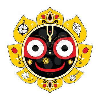 Royalty Free Clipart Image of Jagannath, Indian God of the Universe