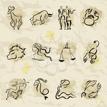 Royalty Free Clipart Image of the Signs of the Zodiac